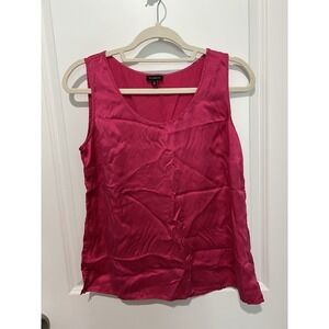 Talbots Shirt Size 8 Fuchsia Pink Silk Tank Top Sleeveless Blouse Scoop Neck